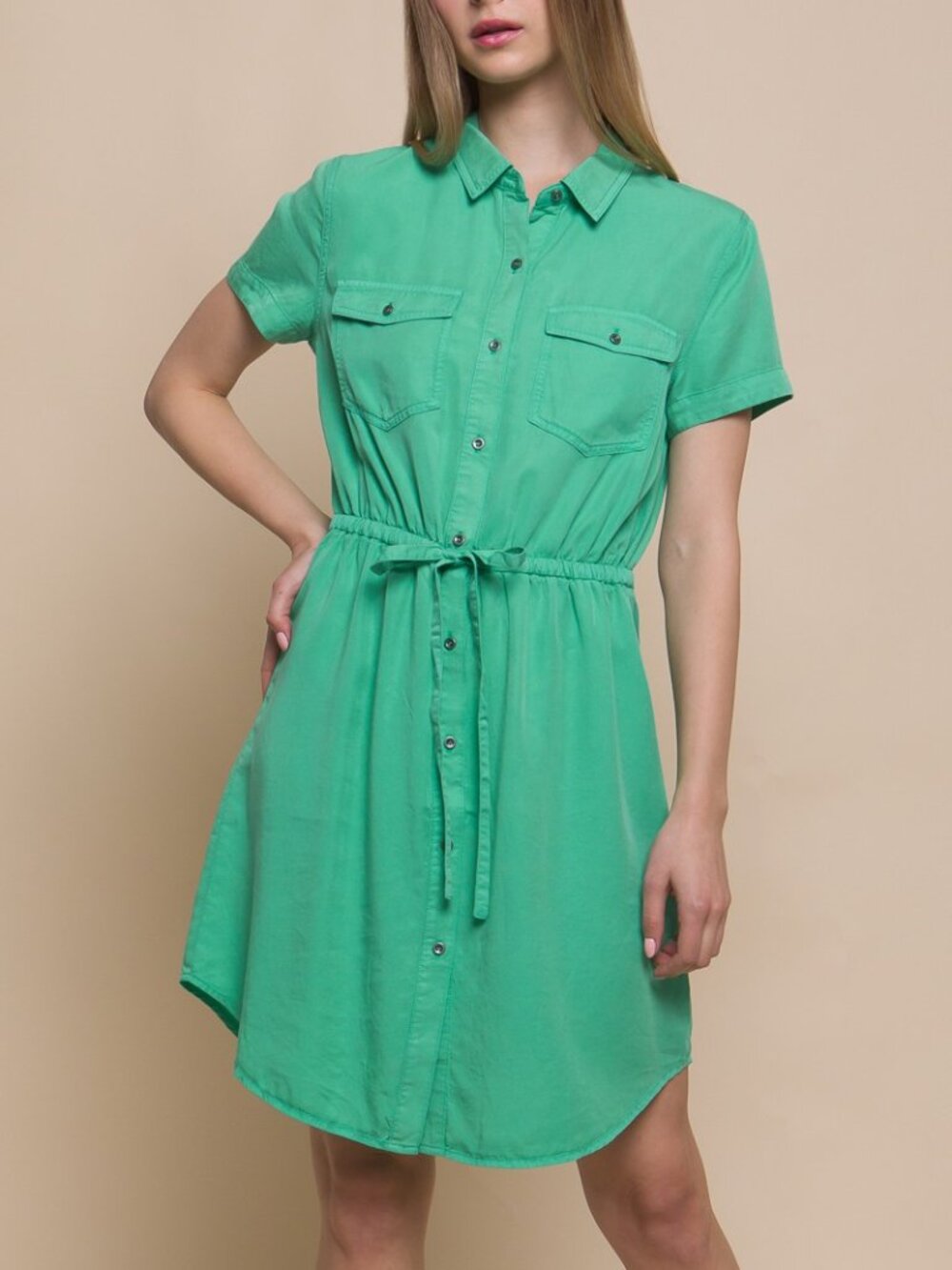 🆕 Green Tencel Shirt Dress - Size Small